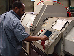 Swiss machine with operator