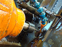 Closeup of Swiss machining equipment